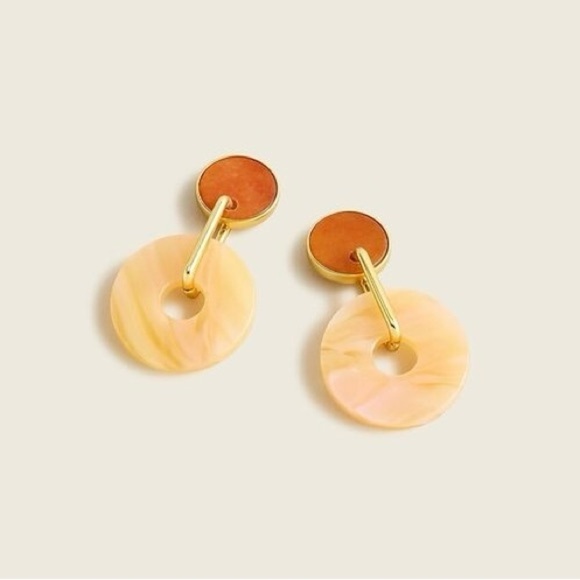 NWT J. Crew Disc Planet Rings Drop Earrings in Pale Nectar, Hypoallergenic Posts - Picture 3 of 10